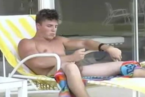 lovely man Masturbates outside & On The daybed
