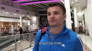 An adventurous Slovakian guy in a hotel room