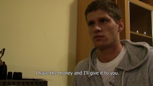 young man with many debts sell his wazoo for cash