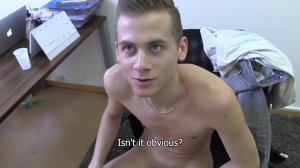 Blond non-professional lad with a astonishing smile