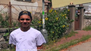 taut fellow with dyed hair receives boned outdoors