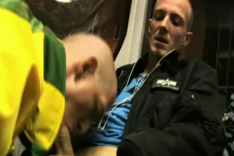 2 males Having messy enjoyment In German Tram