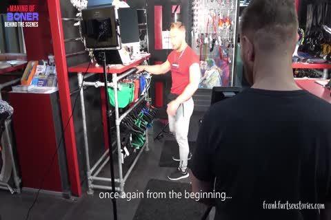 threesome Scene In A homo Store - The Making Of Boner