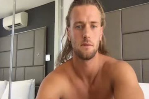 handsome Hunk Wanks Off gigantic penis In Solo Session