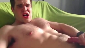Toned teen Tugs His bushy shlong sperm At 05:22